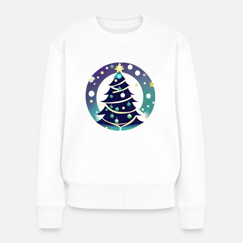 Weihnachten Geschenk Weihnachtsbaum Tannenbaum - Frauen Premium Bio Pullover - Weiß