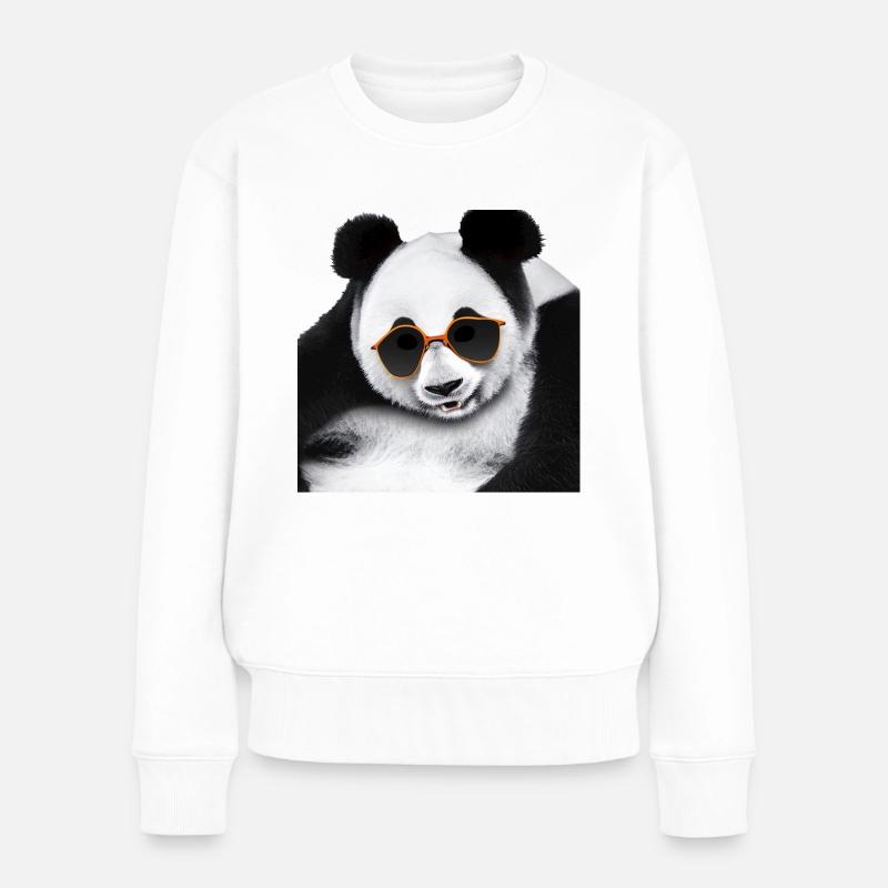 Panda hanging - Frauen Premium Bio Pullover - Weiß