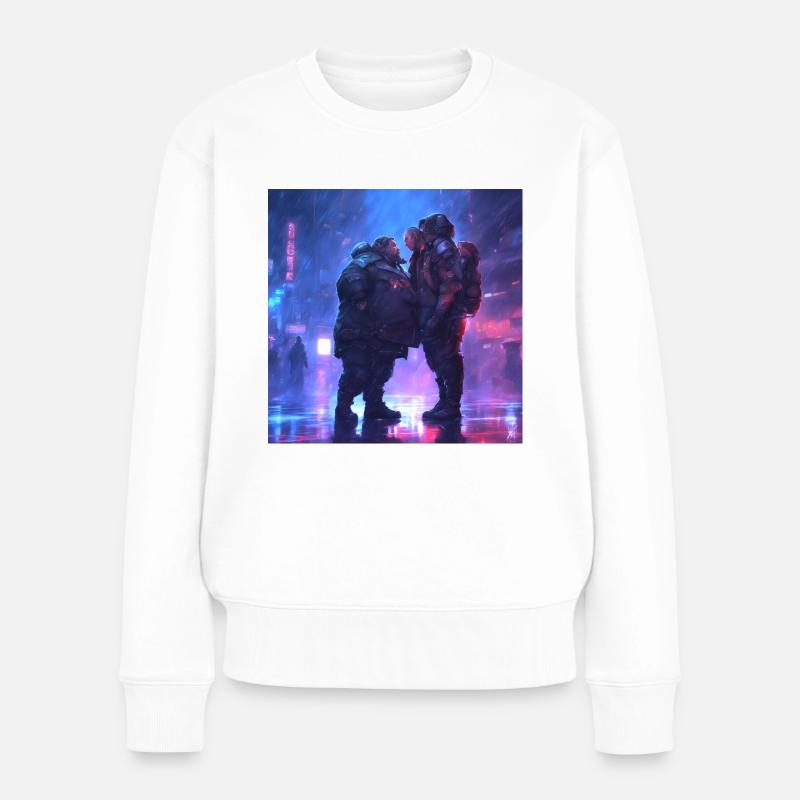 SciFi Paar - Frauen Premium Bio Pullover - Weiß
