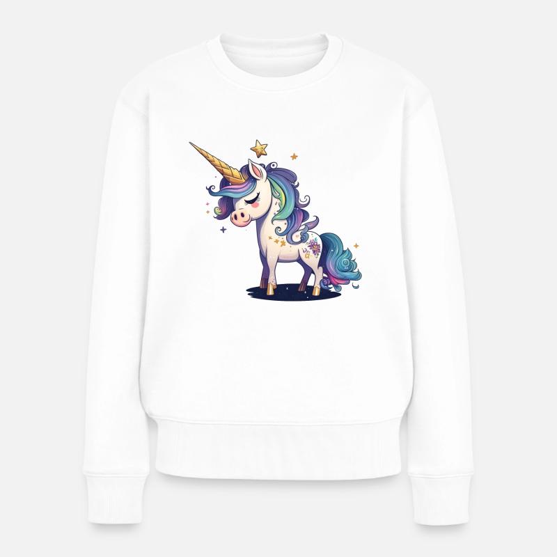 Süßes Einhorn - Frauen Premium Bio Pullover - Weiß