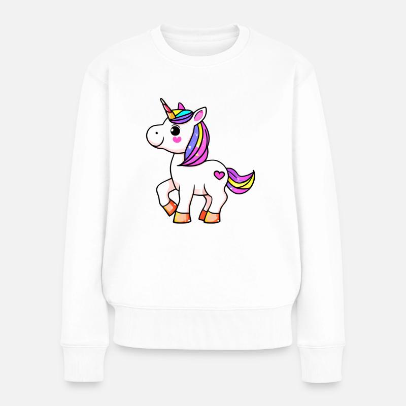 Einhorn Fabeltier Mädchen Einhörner - Frauen Premium Bio Pullover - Weiß