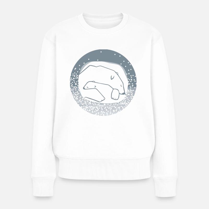 Eisbär im Schnee - Frauen Premium Bio Pullover - Weiß