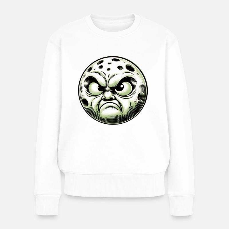 Schlecht gelaunter Mond Sandmann - Frauen Premium Bio Pullover - Weiß