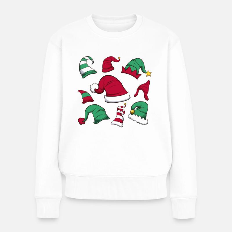 Weihnachtsmützen - Frauen Premium Bio Pullover - Weiß