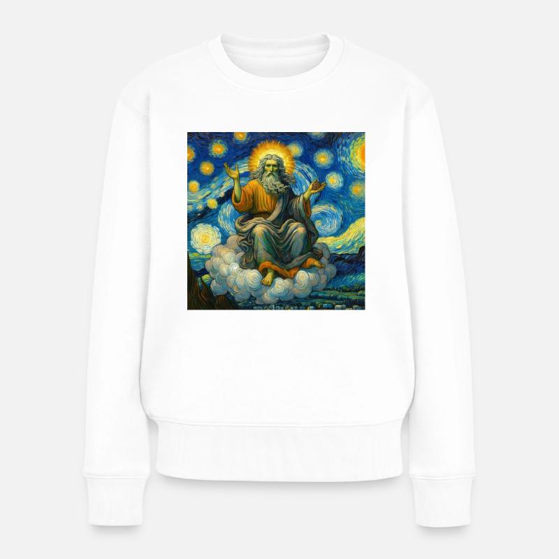 Dieu dans un Van Gogh - Pull Premium bio Femme - blanc