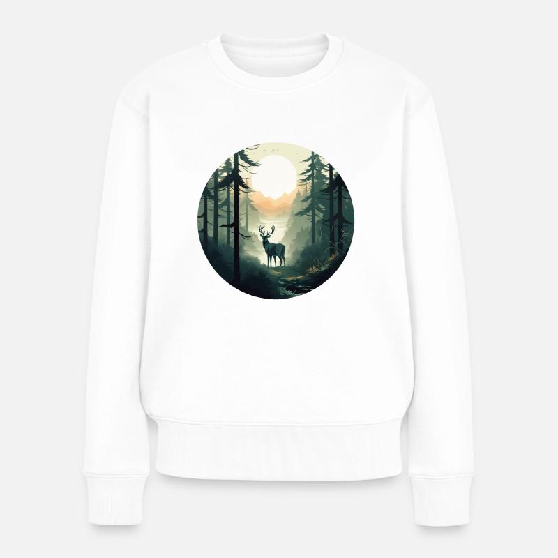 Morgendlicher Wald - Frauen Premium Bio Pullover - Weiß