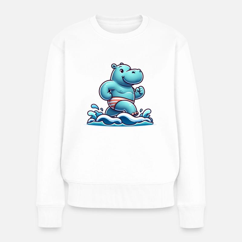 Hippopotame de compétition de natation - Pull Premium bio Femme - blanc