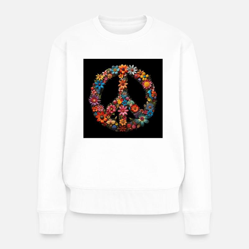 Peace - Frauen Premium Bio Pullover - Weiß