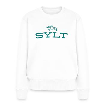 Sylt - Nordsee - Deutschland - Kampen - Insel - Frauen Premium Bio Pullover - Weiß - Vorne - Julia (174cm)