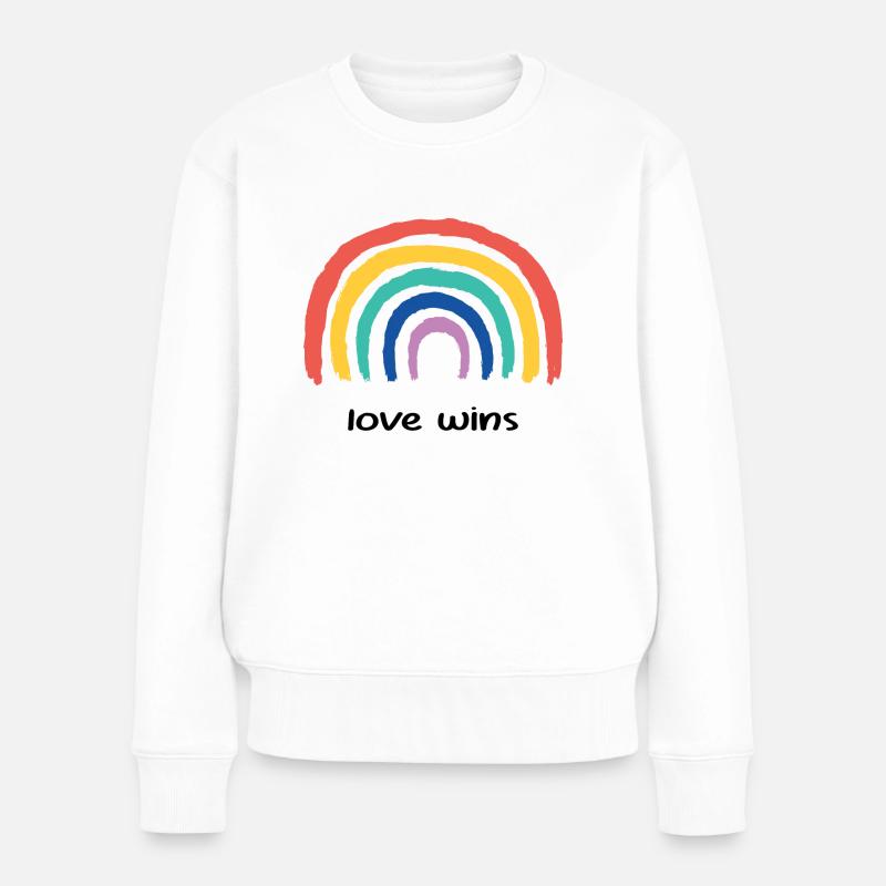 regenbogen love wins - Frauen Premium Bio Pullover - Weiß