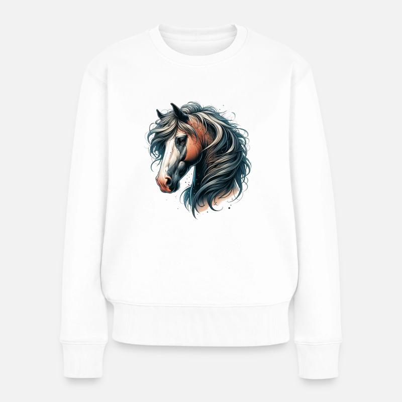 Pferdefreundschaft - Frauen Premium Bio Pullover - Weiß