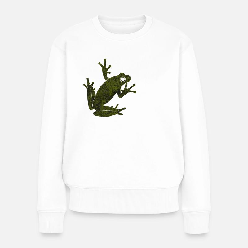 Frosch - Frauen Premium Bio Pullover - Weiß
