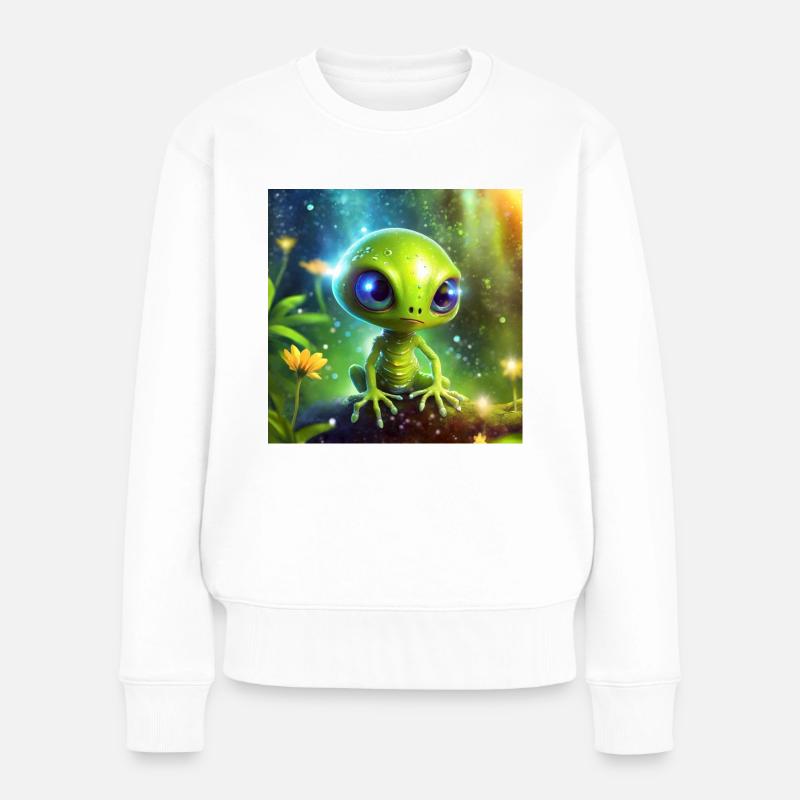 Glühwürmchen Niedlicher Alien-Charakter 57577 - Frauen Premium Bio Pullover - Weiß