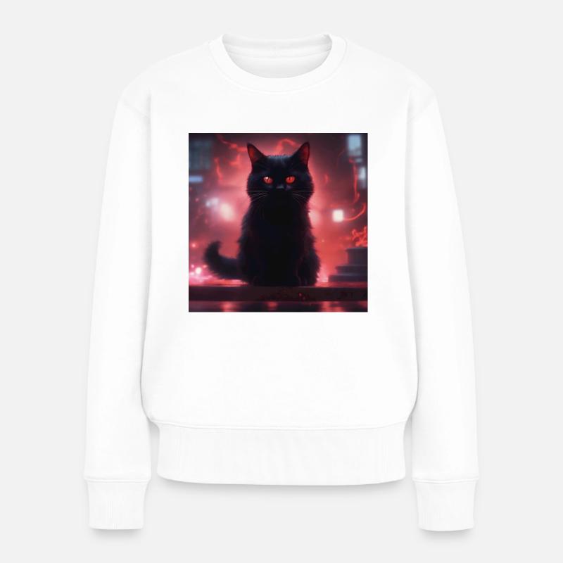 Flammenkatze - Frauen Premium Bio Pullover - Weiß