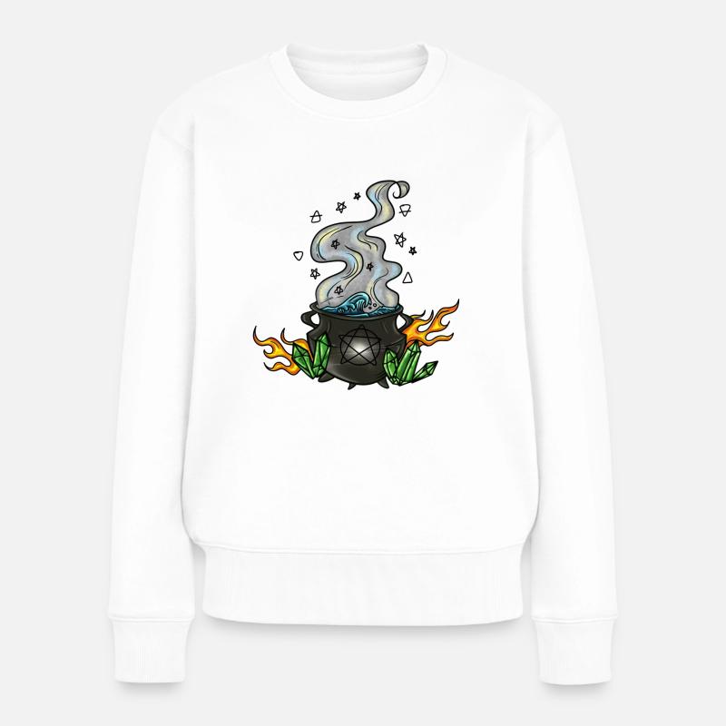 Der vier Elemente Kessel - Frauen Premium Bio Pullover - Weiß