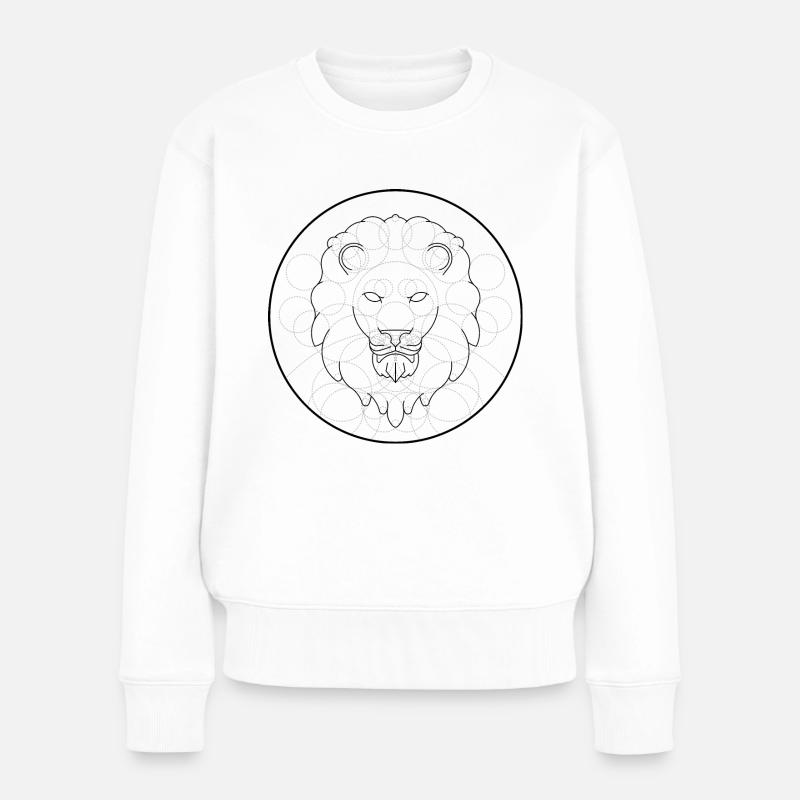 Löwe - Dunkel - Frauen Premium Bio Pullover - Weiß