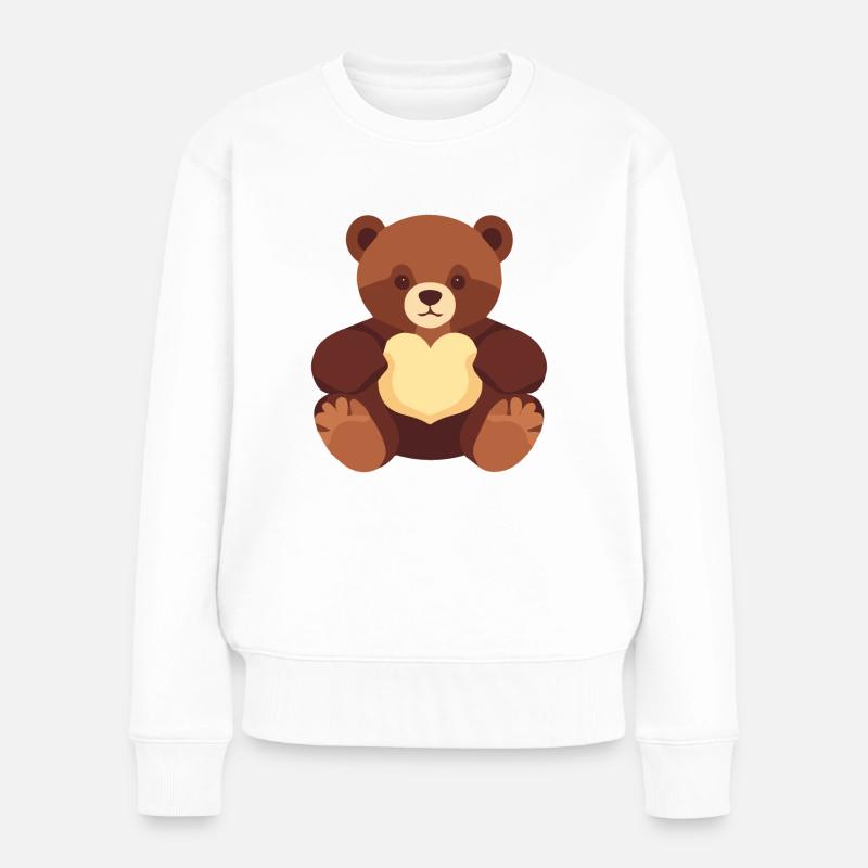 Teddybär in braun - Frauen Premium Bio Pullover - Weiß