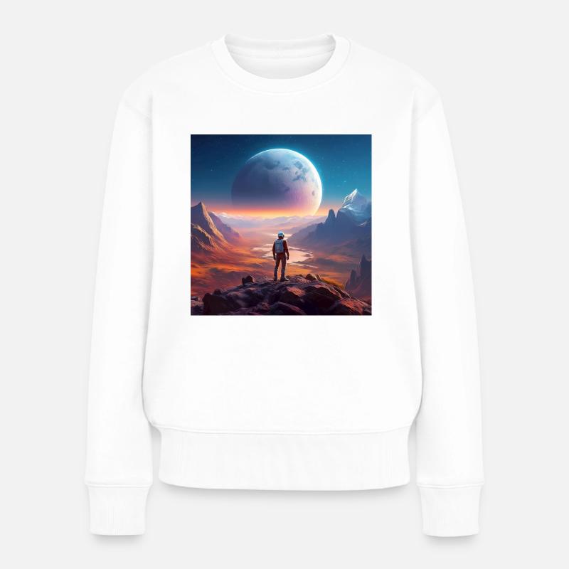 Pluto und sein aufgehender Mond Charon - Frauen Premium Bio Pullover - Weiß