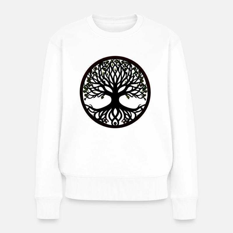Baum des Lebens - Keltischer Stil - Frauen Premium Bio Pullover - Weiß