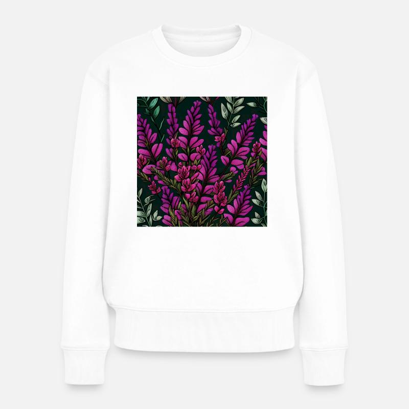 Lila Blüten - Frauen Premium Bio Pullover - Weiß