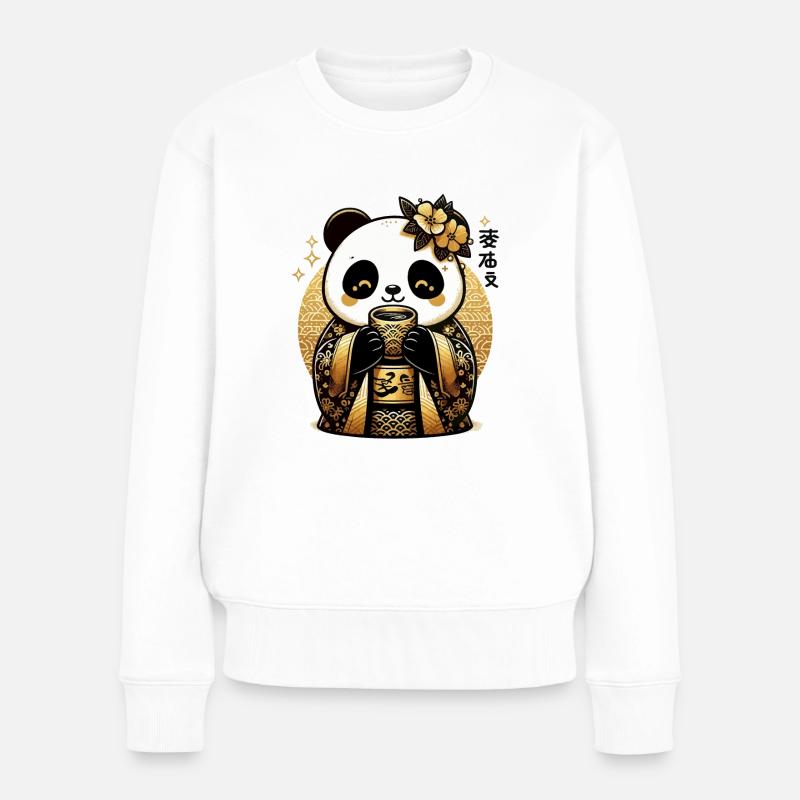 Mignon Panda thé boisson - Pull Premium bio Femme - blanc