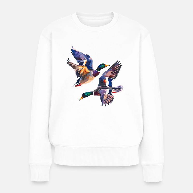 Wildente und Jagd, ein kontroverses Thema - Frauen Premium Bio Pullover - Weiß