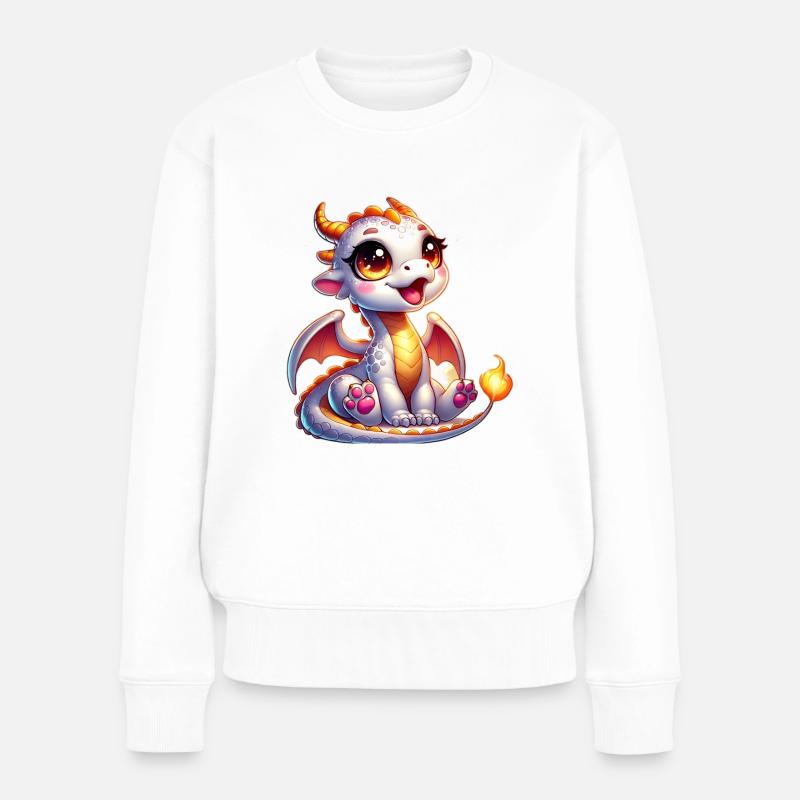 Süßer Baby-Drache - Frauen Premium Bio Pullover - Weiß