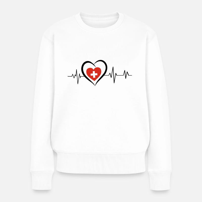 Schweizer Herzschlag - Frauen Premium Bio Pullover - Weiß