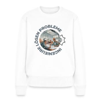 Ingenieure lösen Probleme - Frauen Premium Bio Pullover - Weiß - Vorne - Julia (174cm)