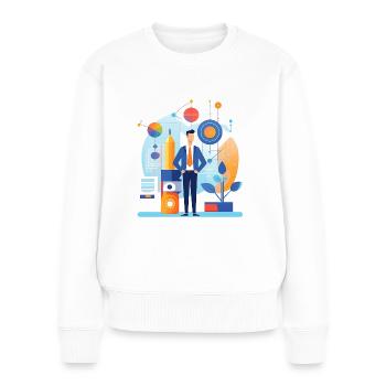 Illustration d’homme d’affaires au bureau - Pull Premium bio Femme - blanc - Devant - Julia (174cm)