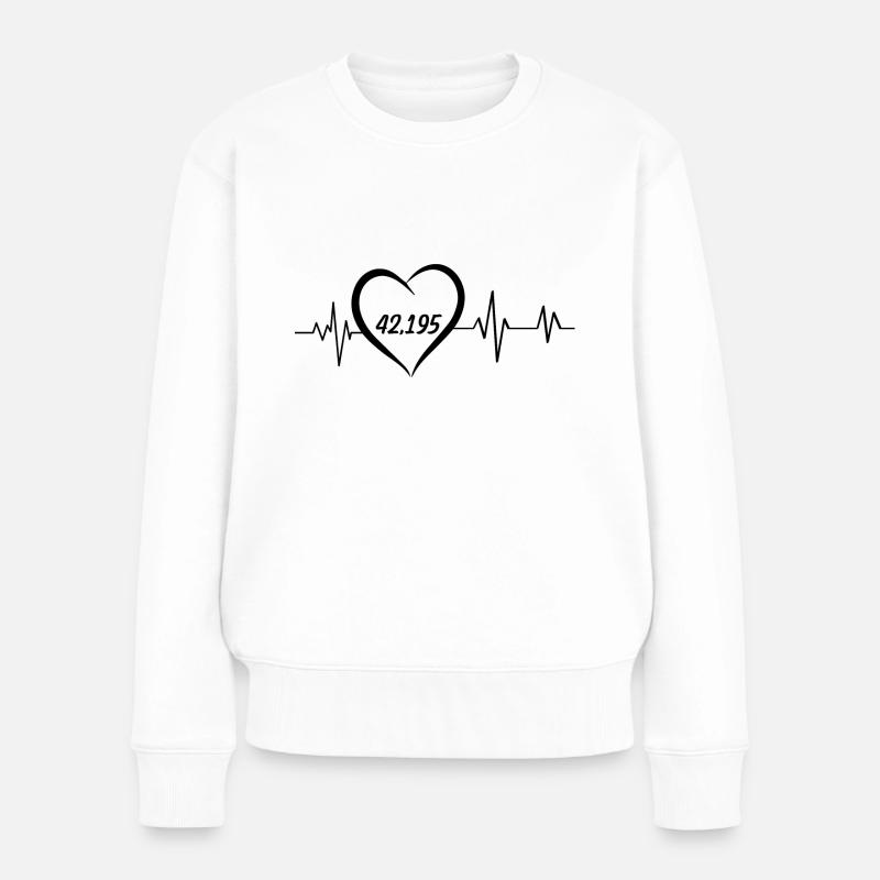 Herzschlagfrequenz Marathon Rennen - Frauen Premium Bio Pullover - Weiß