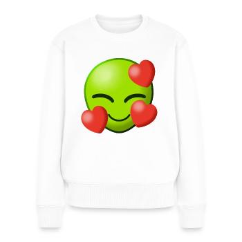 Alien Love Liebe Aliens Heart Herz Außerirdisch I - Frauen Premium Bio Pullover - Weiß - Vorne - Julia (174cm)