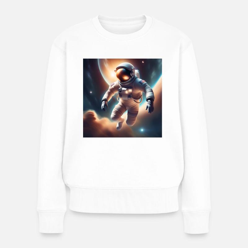 Astronaut im Weltall - Frauen Premium Bio Pullover - Weiß