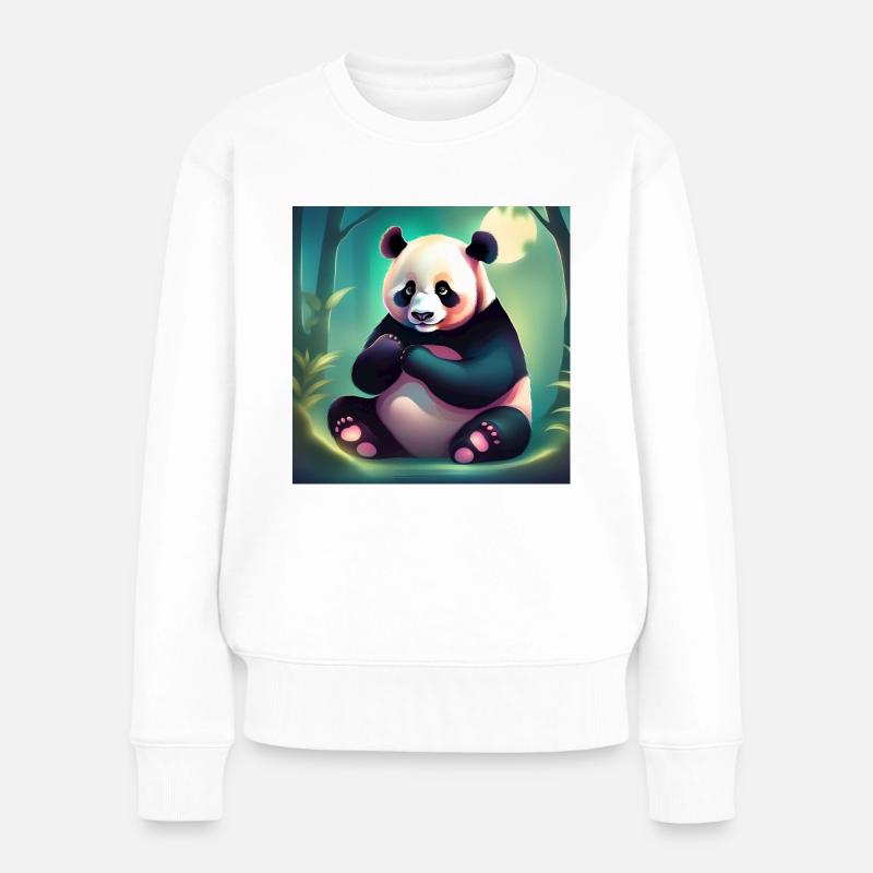 Pandabär - Frauen Premium Bio Pullover - Weiß