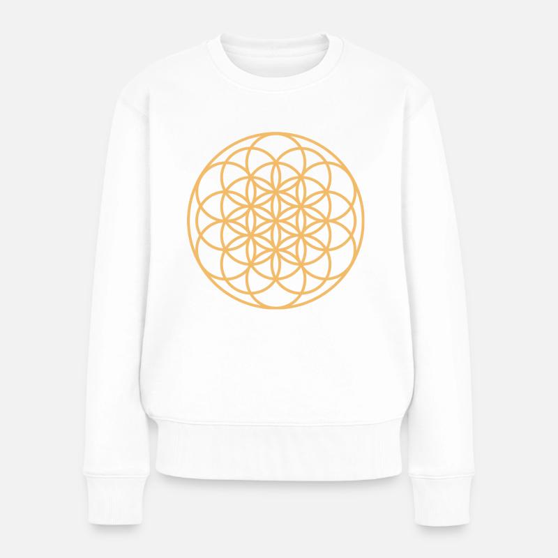 Blume des Lebens, Mandala, Heilige Geometrie, Form - Frauen Premium Bio Pullover - Weiß