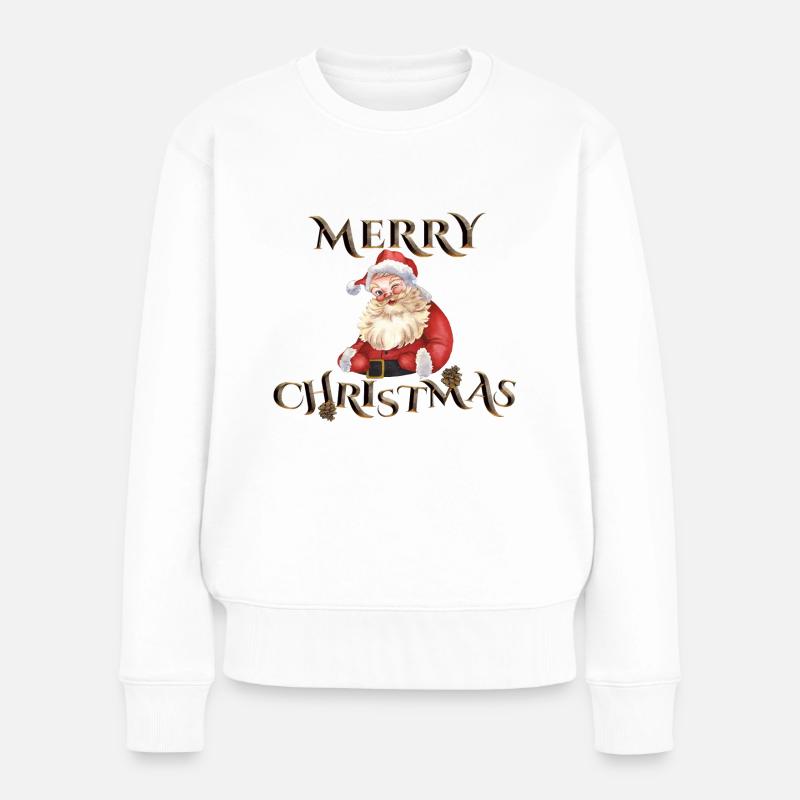 Santa Merry Christmas - Frauen Premium Bio Pullover - Weiß