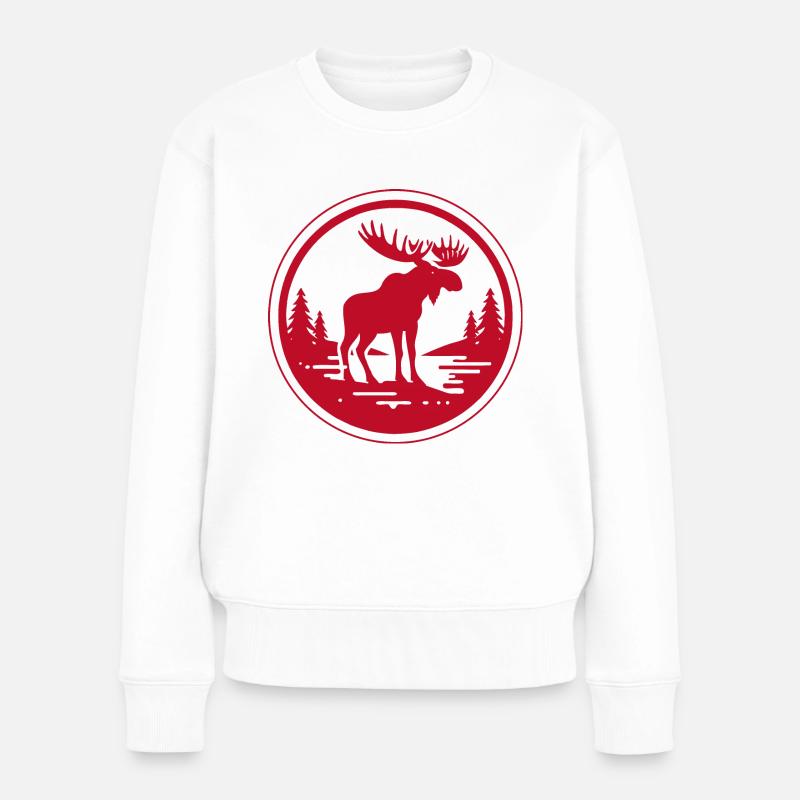 Rød elg - Frauen Premium Bio Pullover - Weiß