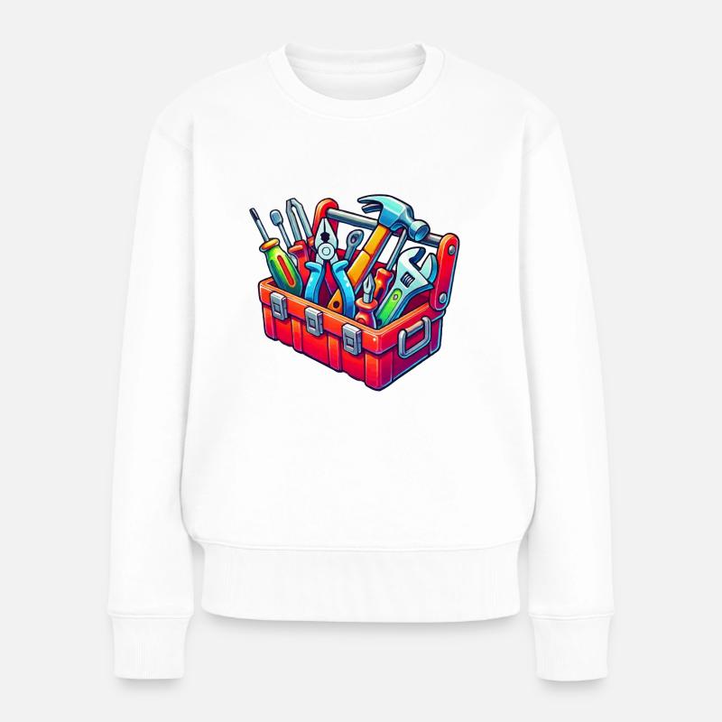 werkzeug werkzeugkasten - Frauen Premium Bio Pullover - Weiß