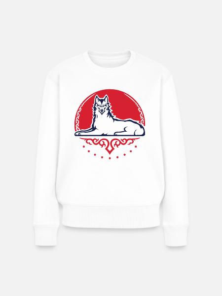 Tschetschenischer Wolf - 2025 - Frauen Premium Bio Pullover - Weiß