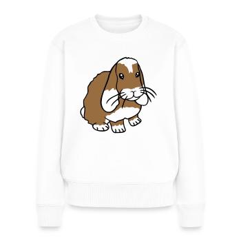 Hase Kaninchen Häschen Nagetier Kleintier niedlich - Frauen Premium Bio Pullover - Weiß - Vorne - Julia (174cm)