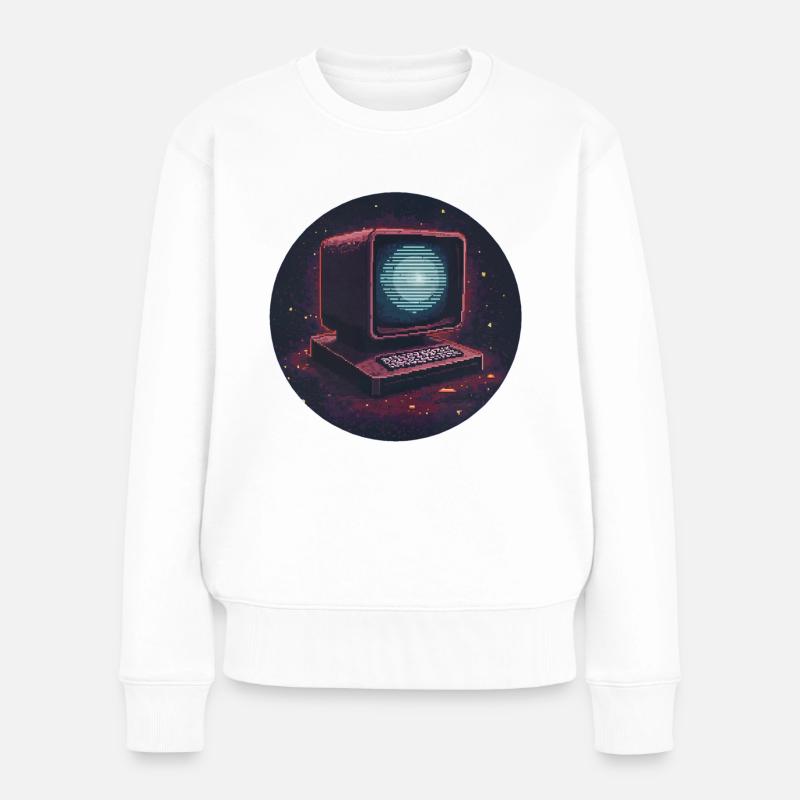 Pixel-Computer - Frauen Premium Bio Pullover - Weiß