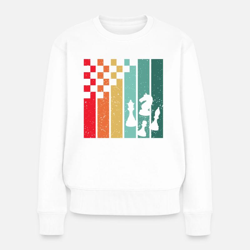 Retro-Schach – die bunte Leidenschaft eines Schachspielers - Frauen Premium Bio Pullover - Weiß