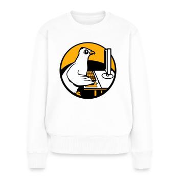Pigeon Works Bureau Ordinateur Clavier Souris Gamer - Pull Premium bio Femme - blanc - Devant - Julia (174cm)