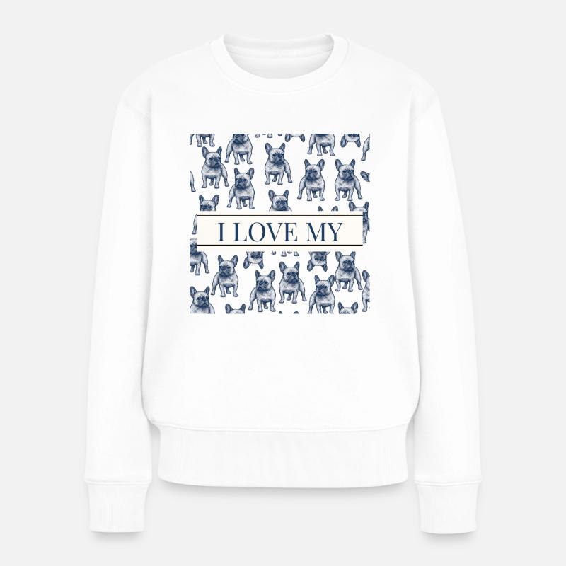 Bulldogge - Frauen Premium Bio Pullover - Weiß