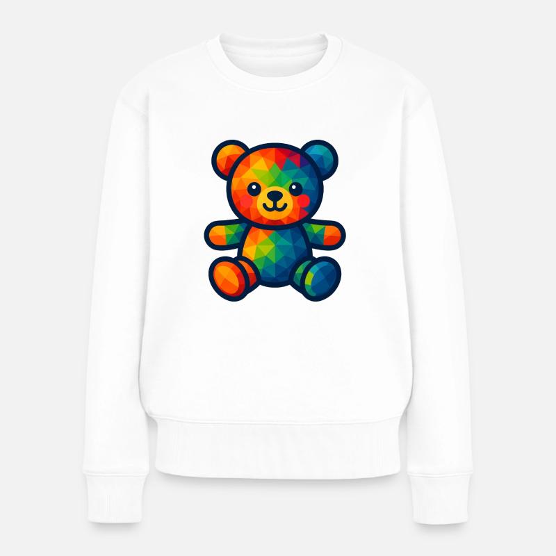 WPAP Polygon Kawaii Stil Baby Teddybär - Frauen Premium Bio Pullover - Weiß