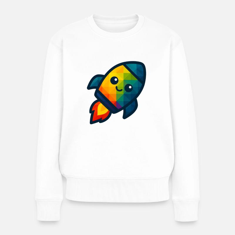 WPAP Polygon Kawaii Stil Baby Spielzeug Rakete - Frauen Premium Bio Pullover - Weiß