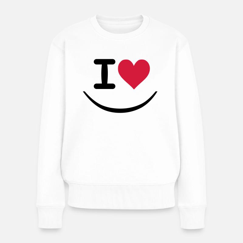 I love - Pull Premium bio Femme - blanc