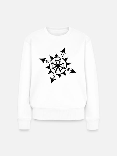 Nautik-Kompass - Frauen Premium Bio Pullover - Weiß
