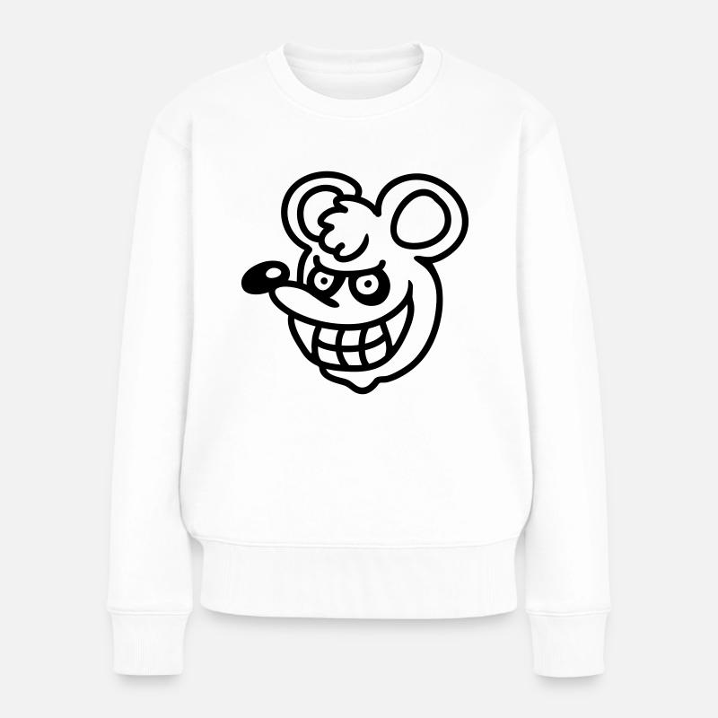 Vampirmaus - line - Frauen Premium Bio Pullover - Weiß