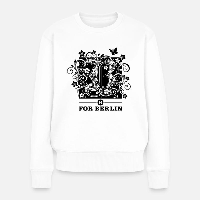 "B for Berlin" - Farbe frei wählbar! - Frauen Premium Bio Pullover - Weiß